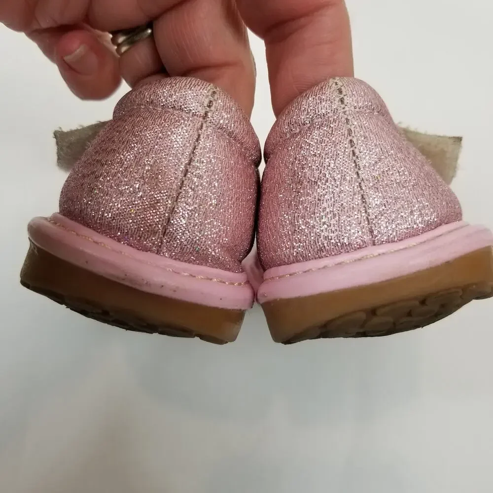 Izzy Bug Creations Little Girl Pink Glitter Mary Jane Shoes Size 5